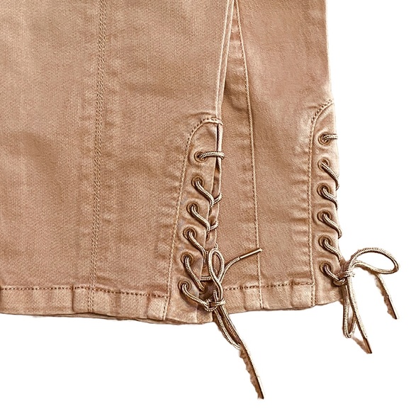 NWT WHBM Saint Honore Western rhinestone embellished lace up ankle skinny tan 10 - Picture 11 of 14